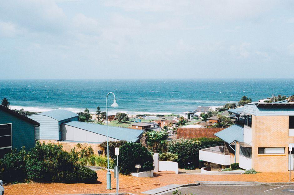 Buildings in Town on Seashore